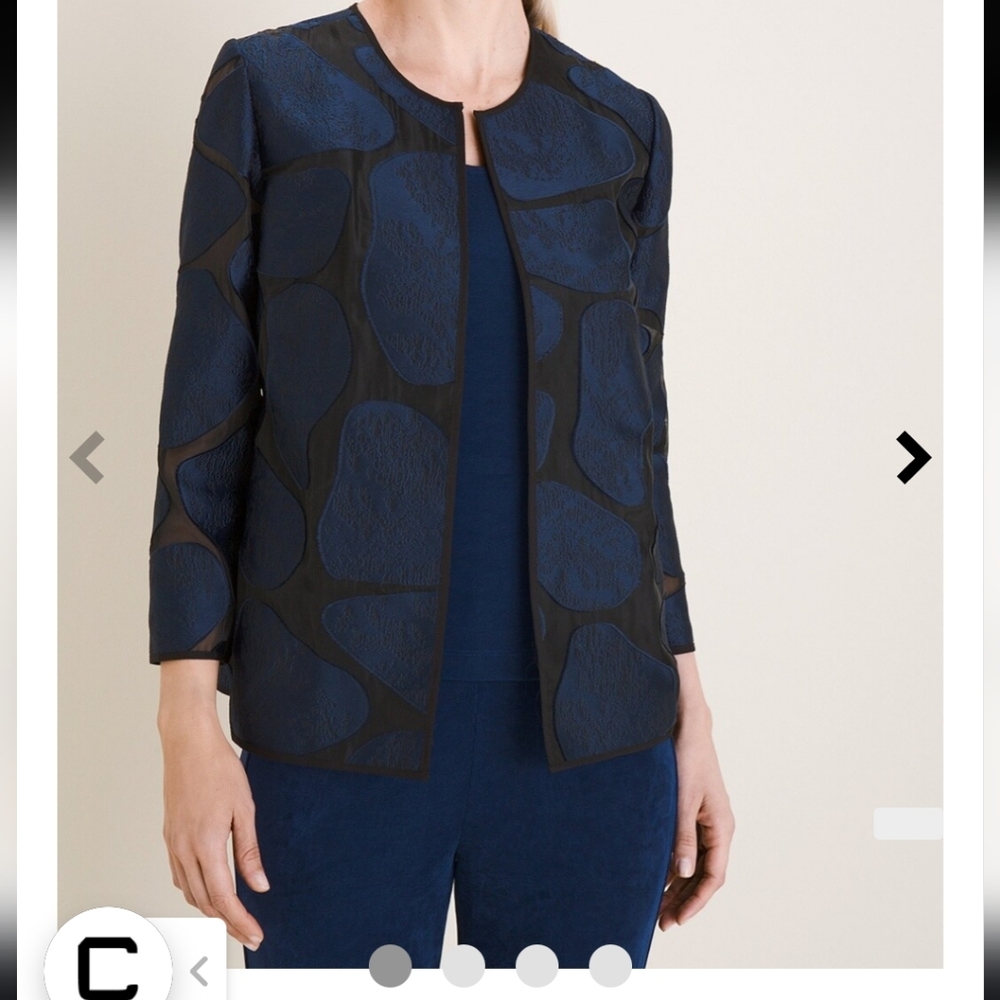 CHICO'S Traveler Giraffe Print Organza Jacquard Jacket - Picture 6 of 6